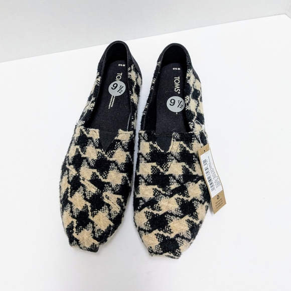 Toms Alpargata Women's Slip On Loafer Shoes Black Cream Wool Blend Size 9.5 New - Picture 2 of 9